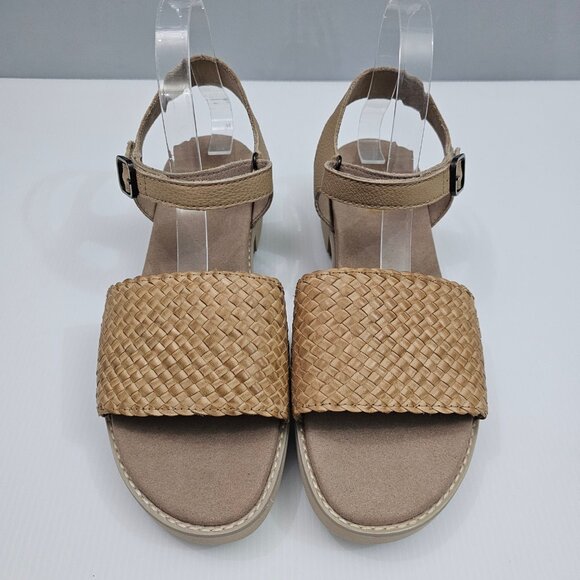 NEW Munro Conner Sandal Womens 10 WIDE Tan Leather Woven Platform Comfort Summer - Picture 4 of 14
